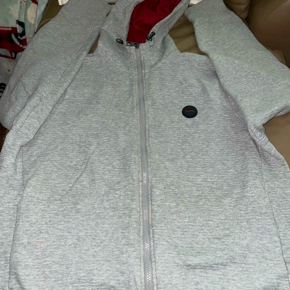 Michael Kors Men Zip-up sweatshirt Hoodie, Gray Size XL - Picture 2 of 5
